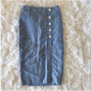 LOFT Denim Blue Pencil Skirt with Buttons